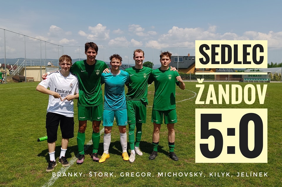 KSNP Sedlec - D. Žandov 5:0 (1:0)  15. 6. 2025 / muži / 1.B třída  Branky: Štork, Gregor, Michovský, Kilyk, Jelínek.  Dnes poměrně snadný zápas. První půlku Žandov ještě stíhal, byl důrazný a hra byla hodně kouskovaná. Naštěstí jsme se prosadili před přestávkou a díky Gregorovi jsme šli do vedení 1:0.Ve druhé půli už jsme byli jasně lepší, přidali 4 góly a zápas se za velkého horka dohrával v poklidném tempu.Pohodová výhra, příjemný závěr sezóny. Ať skončíme 4. nebo 5. , spokojenost.